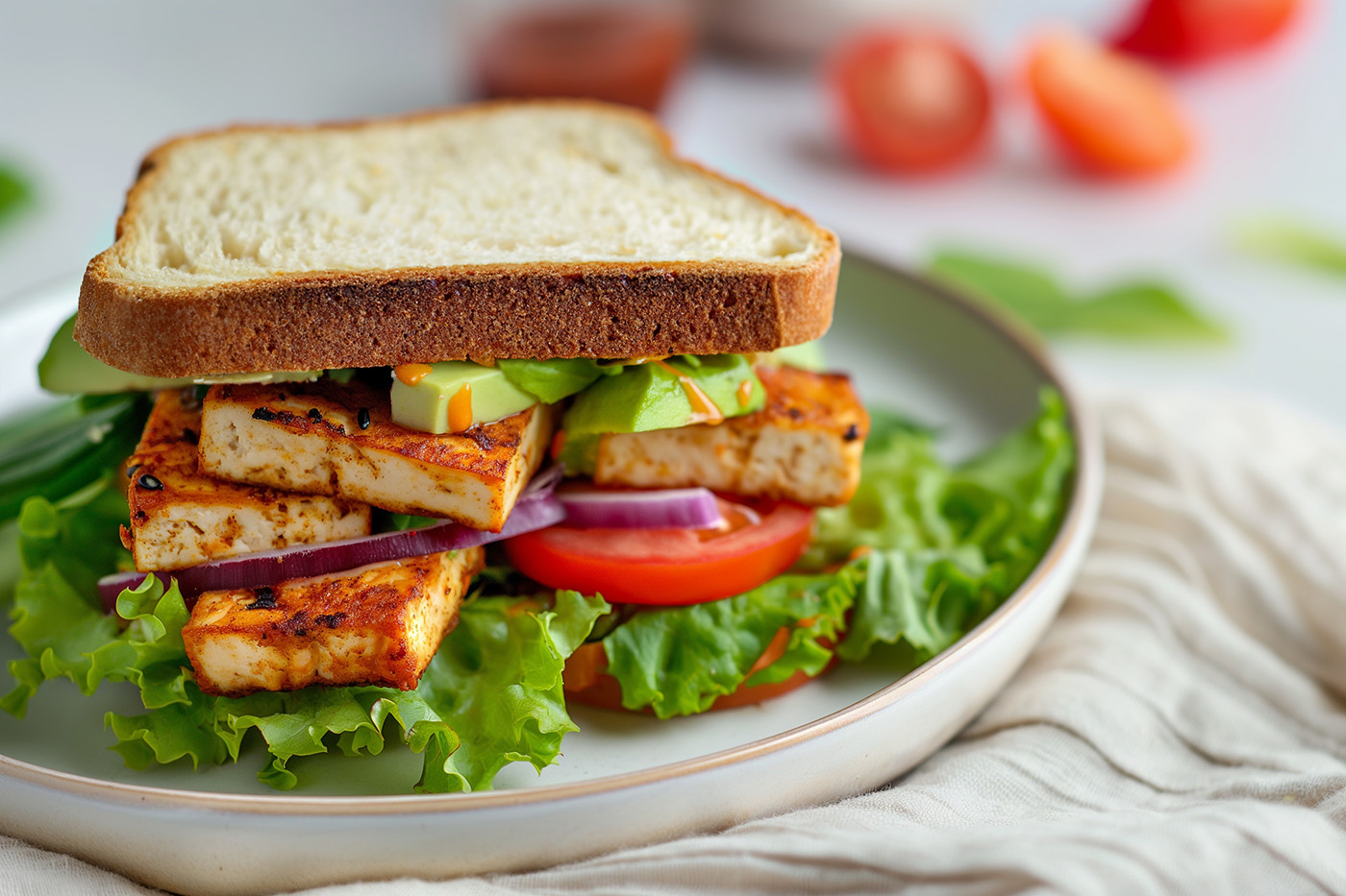 Veganes Frühstücksandwich mit Tofu