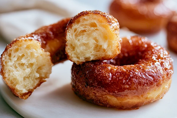 Karamellisierter Donut aus der Pfanne