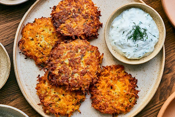 Kürbis-Rösti mit Kräuterquark